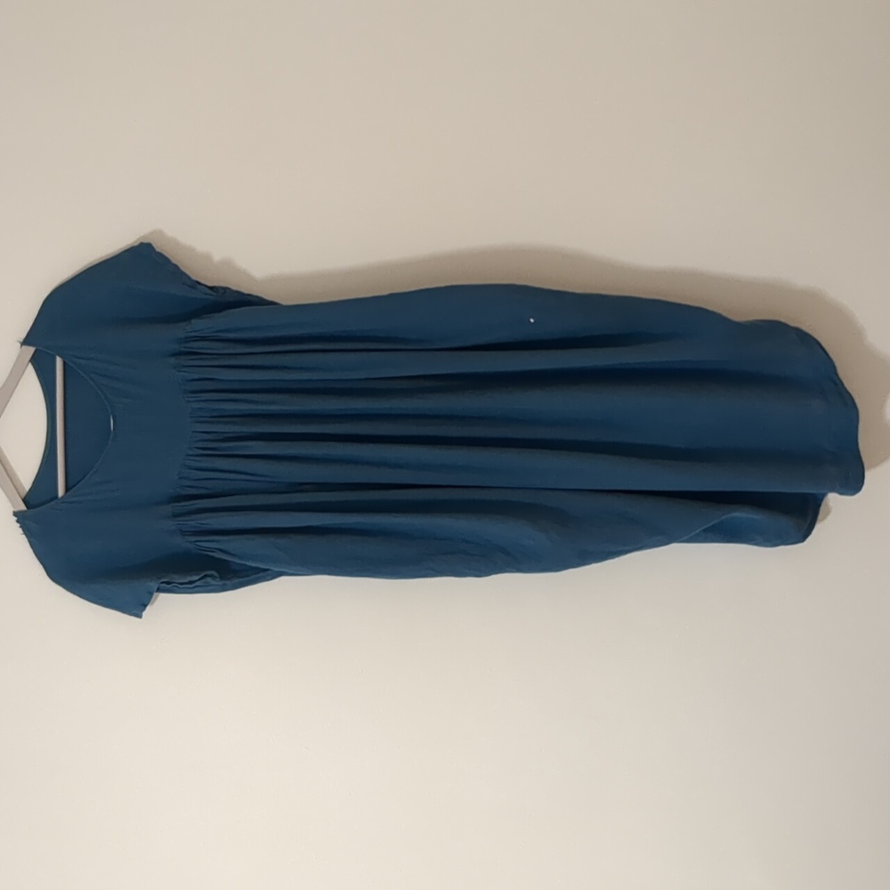 Black Crane Relaxed Teal Midi Dress - Short Sleeve Women’s Dress - Picture 5 of 11